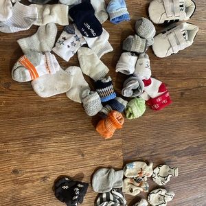 Baby socks, shoes, and mittens